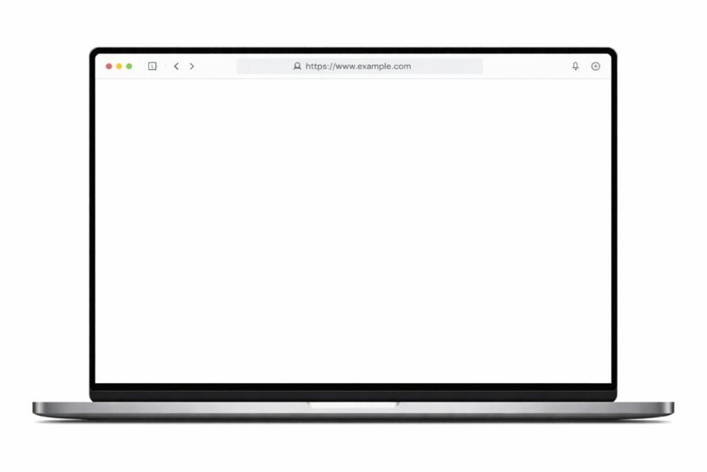Blank white screen displayed on computer monitor showing WordPress White Screen of Death